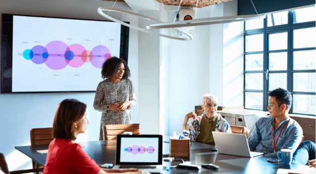 Team meeting in modern conference room