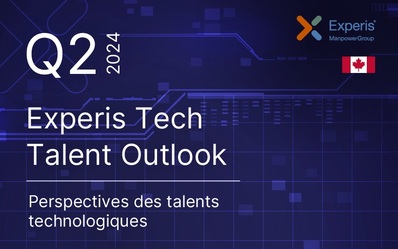 Card with text: Experis ManpowerGroup - Q2 2024 - Experis Tech Talent Outlook - Perspectives des talents technologiques